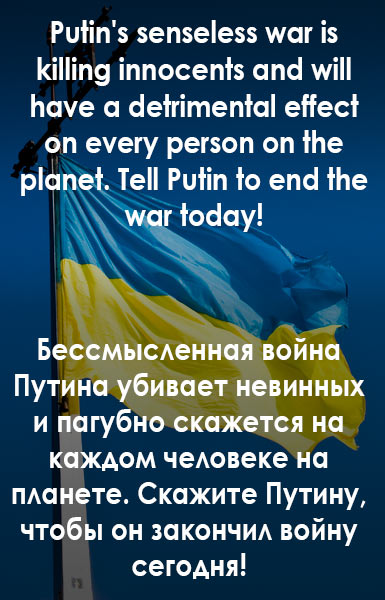 A call for Presidnet Putin to end his war on Ukraine.