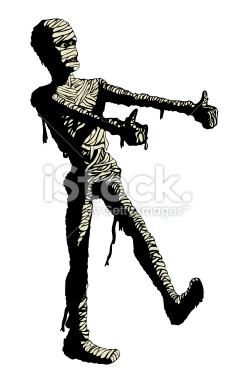 Egyptian mummy dances in his bandages. Clip art